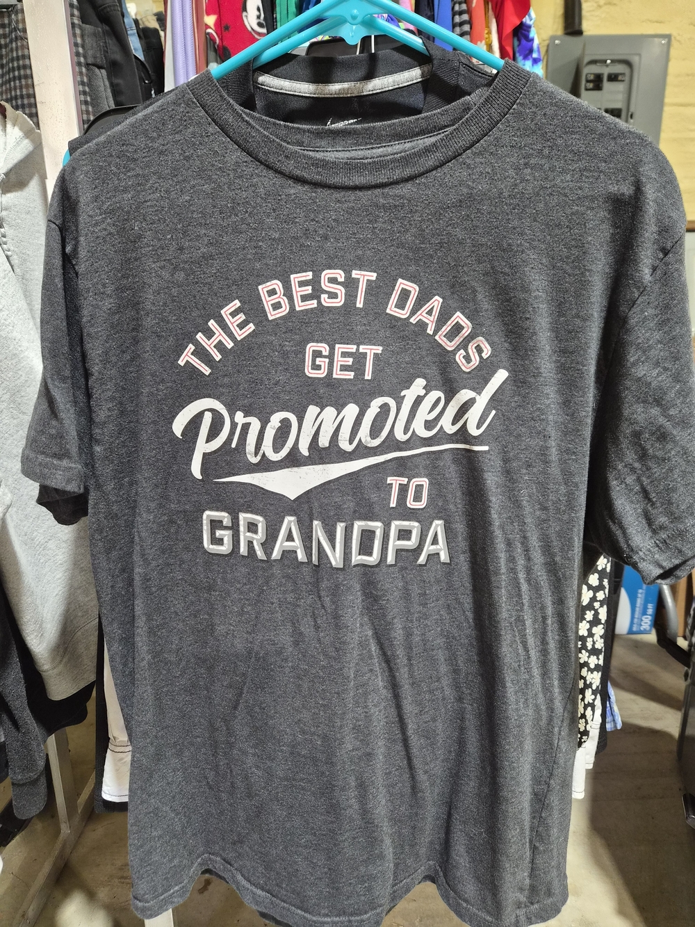 The Best Dads Get Promoted to Grandpa Graphic Tee - Charcoal